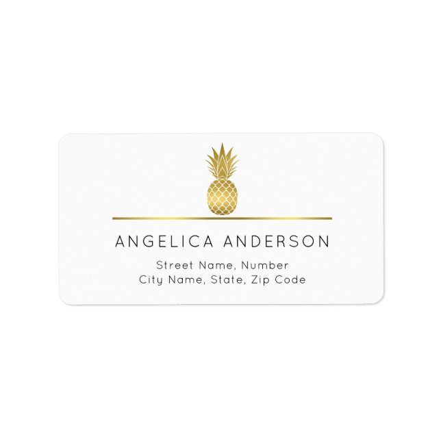Modern Gold Pineapple Address Label (Front)