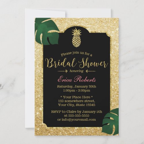 Modern Gold Pineapple Beach Wedding Bridal Shower Invitation