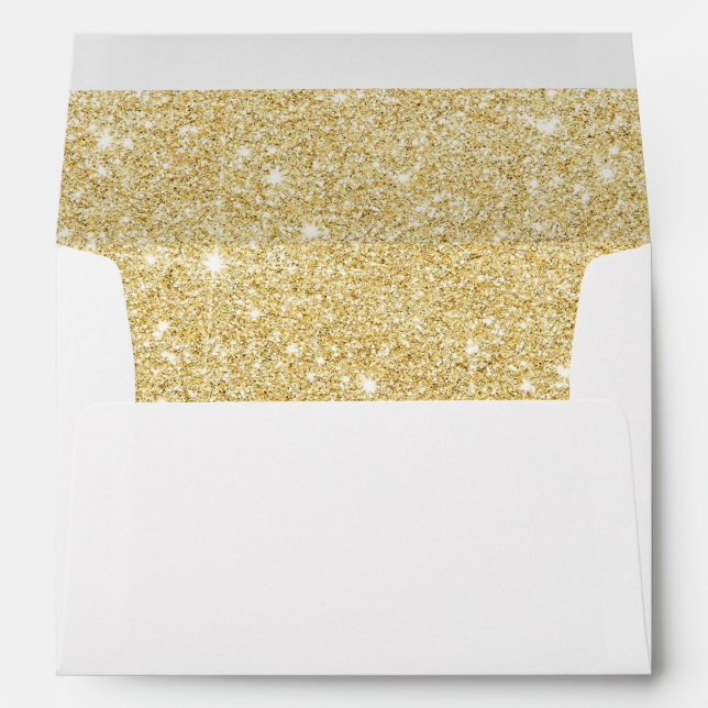 Modern Gold Pineapple Beach Wedding Gold Glitter Envelope (Back (Bottom))