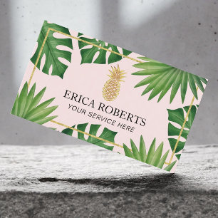 Modern Gold Pineapple Blush Tropical Spa Salon Business Card