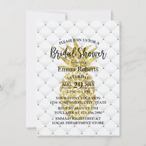 Modern Gold Pineapple Bridal Shower Invitation