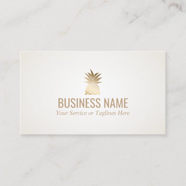 Modern Gold Pineapple Logo Event Planning Business Card (Front)