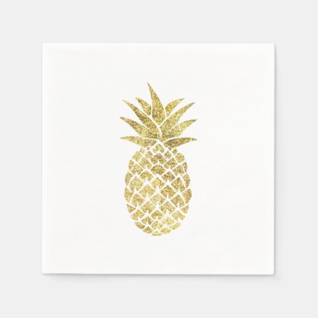 Modern Gold Pineapple Paper Napkins