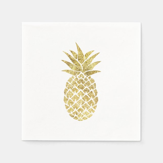 Modern Gold Pineapple Paper Napkins (Front)