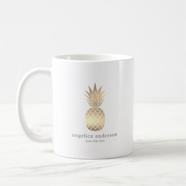 Modern Gold Pineapple Personalized Mug (Left)