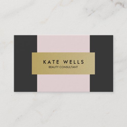 Modern Gold Pink and Black Beauty Salon Business Card