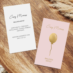 Modern Gold Pink Balloon Artist   Event Planner Business Card