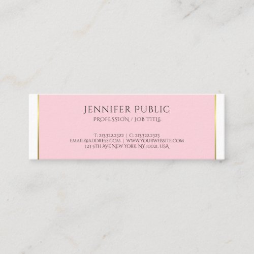 Modern Gold Pink Elegant Design Professional Plain Mini Business Card