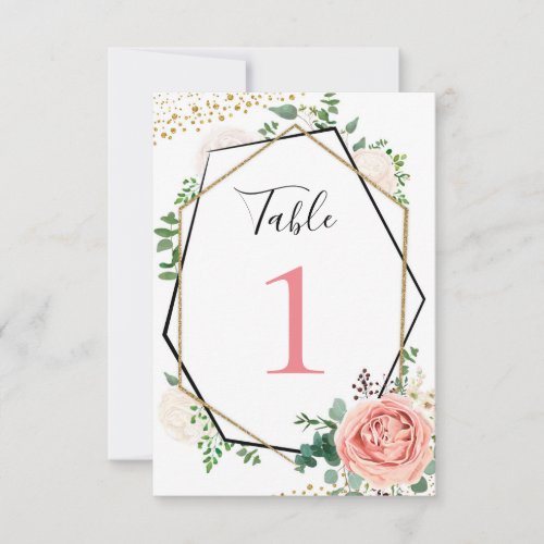 Modern Gold Pink Geometric Table Numbers