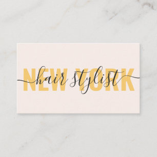 Modern gold pink hair stylist script signature business card