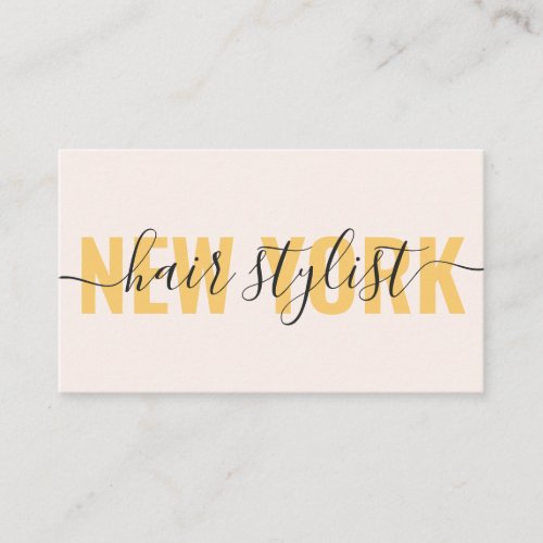 Modern gold pink hair stylist script signature business card