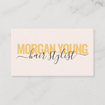 Modern Gold Pink Hair Stylist Script Signature Business Card by moodii at Zazzle