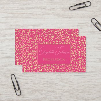 Modern Gold Pink Leopard Print Pattern Business Card by Trendy_arT at Zazzle
