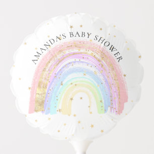 Modern Gold Pink Rainbow Baby Shower Balloon