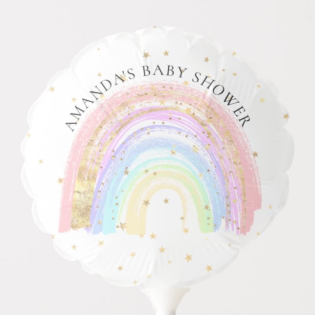 Modern Gold Pink Rainbow Baby Shower Balloon (Front)