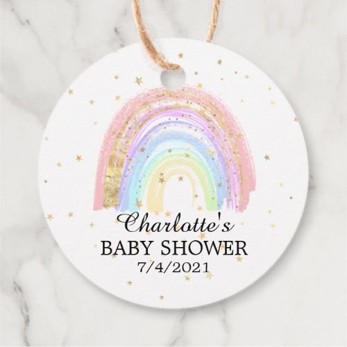 Modern Gold Pink Rainbow Baby Shower Favor Favor Tags