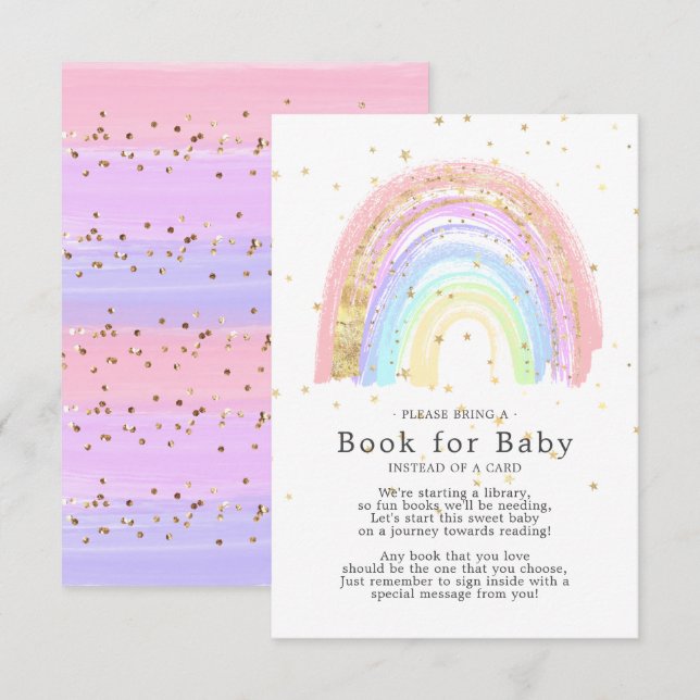 Modern Gold Pink Rainbow Book for Baby Card (Front/Back)