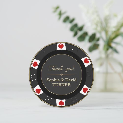 Modern Gold Poker Chip Wedding Thank You