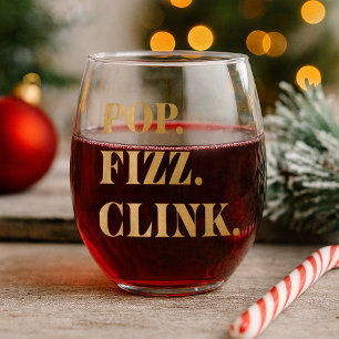 Modern Gold Pop Fizz Clink  Stemless Wine Glass