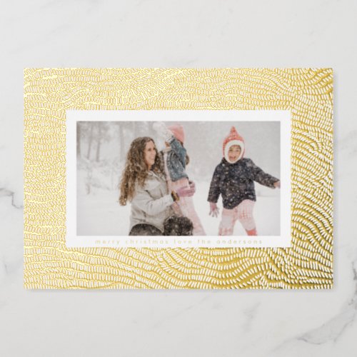 Modern Gold Pressed Doodle Merry Christmas Frame Foil Holiday Card