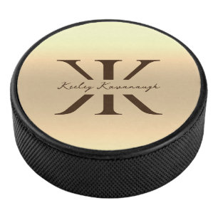 Modern Gold Professional Monogram K Elegant Hockey Puck