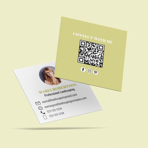 Modern Gold Professional QR Code Social Media Square Business Card