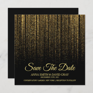 Modern Gold Rain Minimal Save The Date Invitation