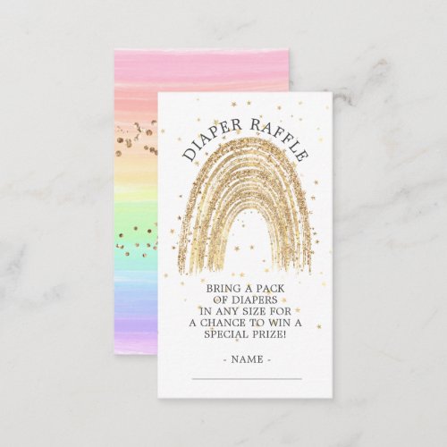 Modern Gold Rainbow Baby Shower Diaper Raffle Enclosure Card