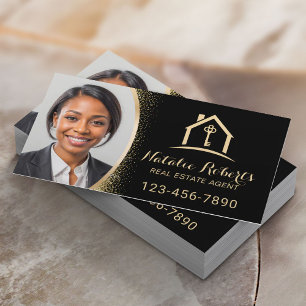 Modern Gold Real Estate Agent Professional Photo Business Card