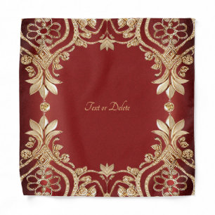 Modern Gold Red Floral Bandana