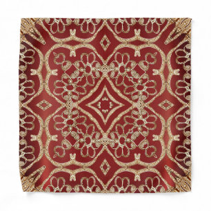 Modern Gold Red Floral Bandana