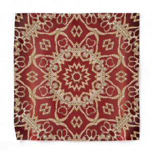 Modern Gold Red Floral Bandana