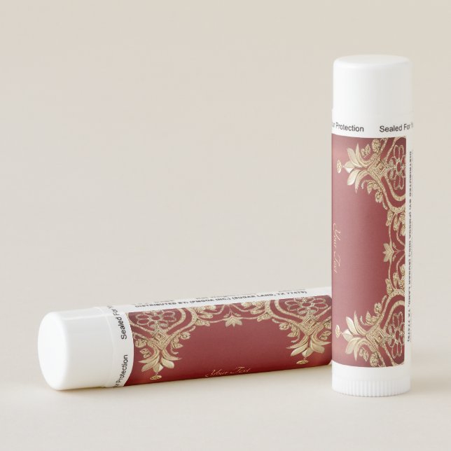 Modern Gold Red Floral Lip Balm (Rotated Right)