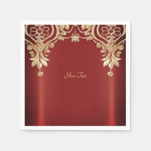 Modern Gold Red Floral Napkins