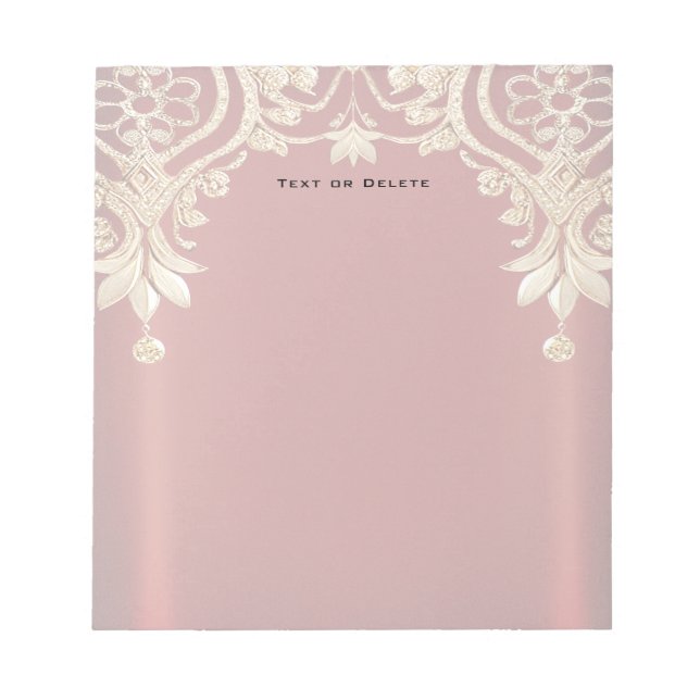 Modern Gold Red Floral Notepad (Front)