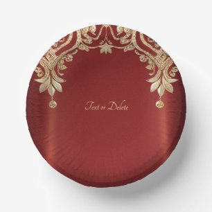 Modern Gold Red Floral Paper Bowls