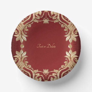 Modern Gold Red Floral Paper Bowls