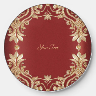 Modern Gold Red Floral Wireless Charger