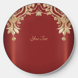 Modern Gold Red Floral Wireless Charger