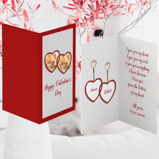 Modern Gold Red & White Heart Love Valentines Day (Creator Uploaded)