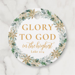 Modern Gold Religious Christmas Glory to God Gift Favor Tags