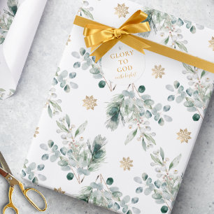 Modern Gold Religious Christmas Glory to God Gift Favor Tags