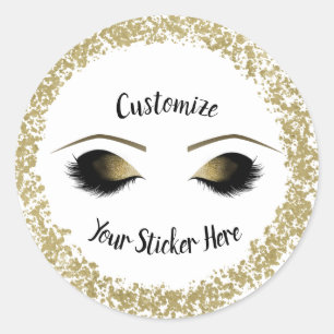 Modern Gold Ring Splatter Glam Makeup Eyelashes Classic Round Sticker