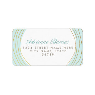 Modern Gold Rings Light Aqua Address Labels