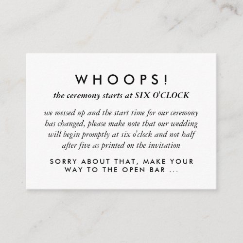 Modern Gold Rings Wedding Error Correction Enclosure Card