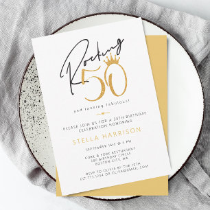 Modern Gold Rocking 50th Birthday Party Invitation