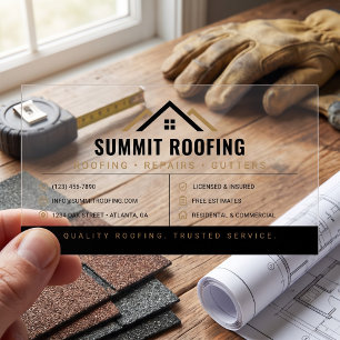 Modern Gold Roofing Clear Business Cards