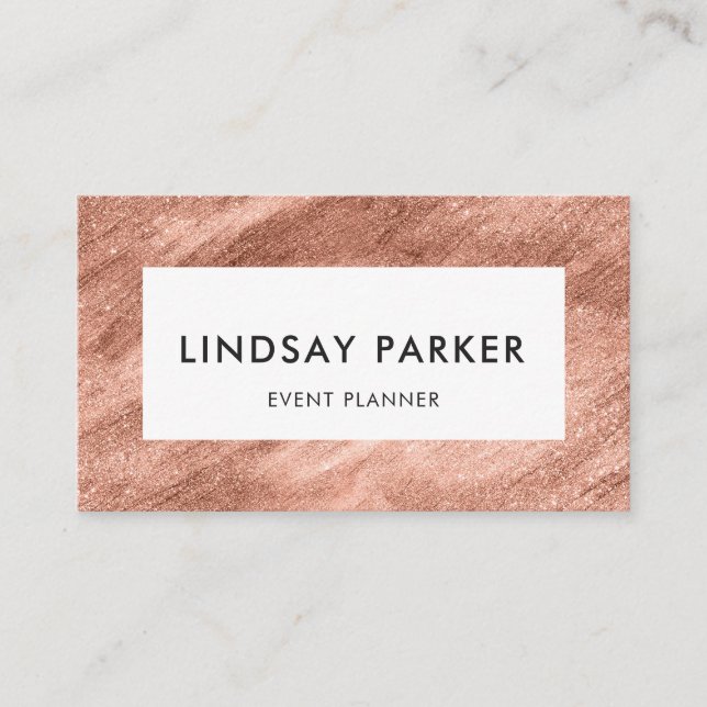 Modern Gold Rose Event Planner Business Card (Front)