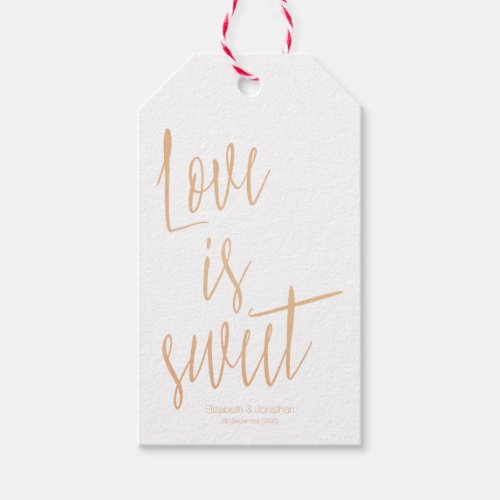 Modern Gold Rose Love is sweet Wedding Favor Tag