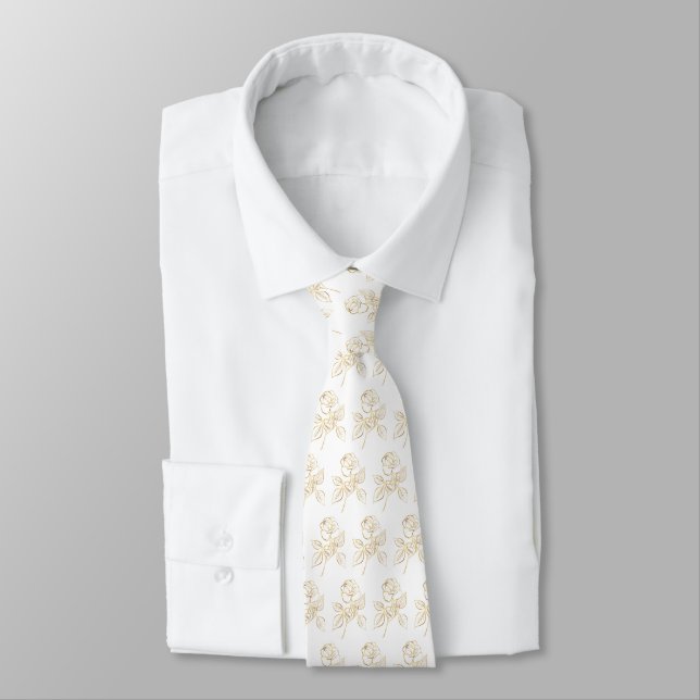 Modern Gold Rose Minimal Neck Tie (Tied)